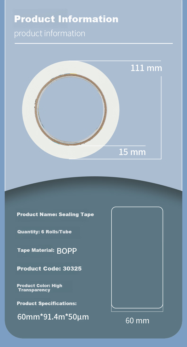 Deli High Quality Transparent Packing Tape 60mm x 100y x 50um (91.4m/roll) 6 Rolls/Tube Office Supplies Windproof Tape 30325 9