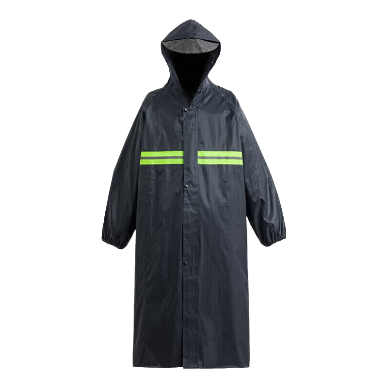 Leyoubaiyi Adult Long Hooded Raincoat with Brim, Security Outdoor Construction Site Safety Reflective Rainwear