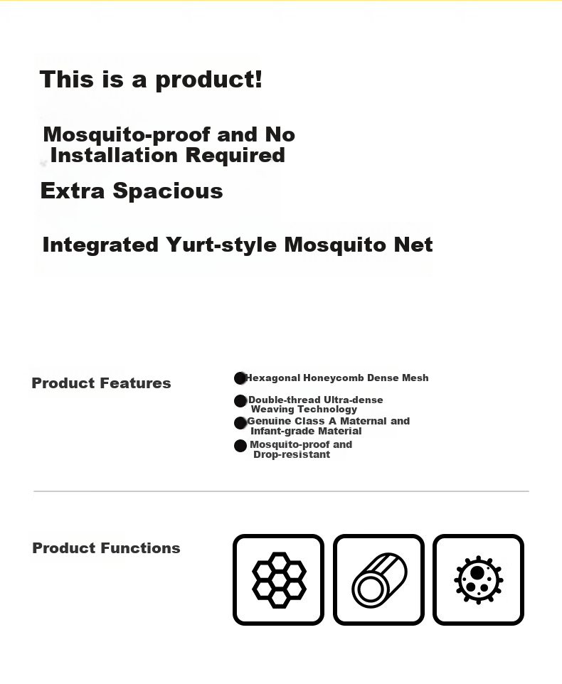 Cottonfaith Class A Home Installation-Free Baby Anti-Fall Mosquito Net Yurt Tent Frame Double Door 1.8x2 Meters [Foldable] 4