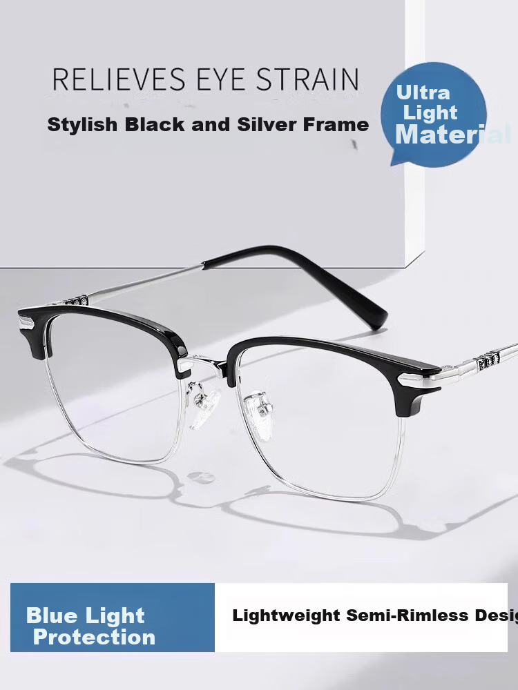 LESCA LUNETIER Semi-Rimless Men's Prescription Glasses Blue Light Blocking Radiation Protection Clear Lenses Sophisticated Intellectual Tech Style Cool Eyewear 1