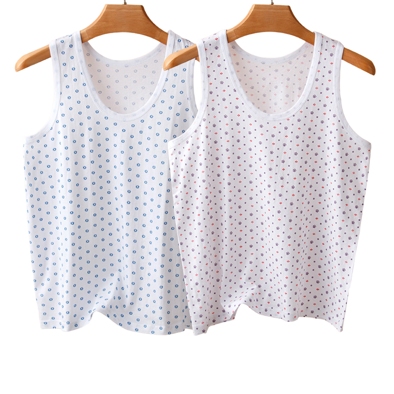 Langsha 2-Pack Cotton Sleeveless Vests for Middle-Aged and Elderly Women Breathable Sweat-Absorbing Plus Size Summer Tank Tops