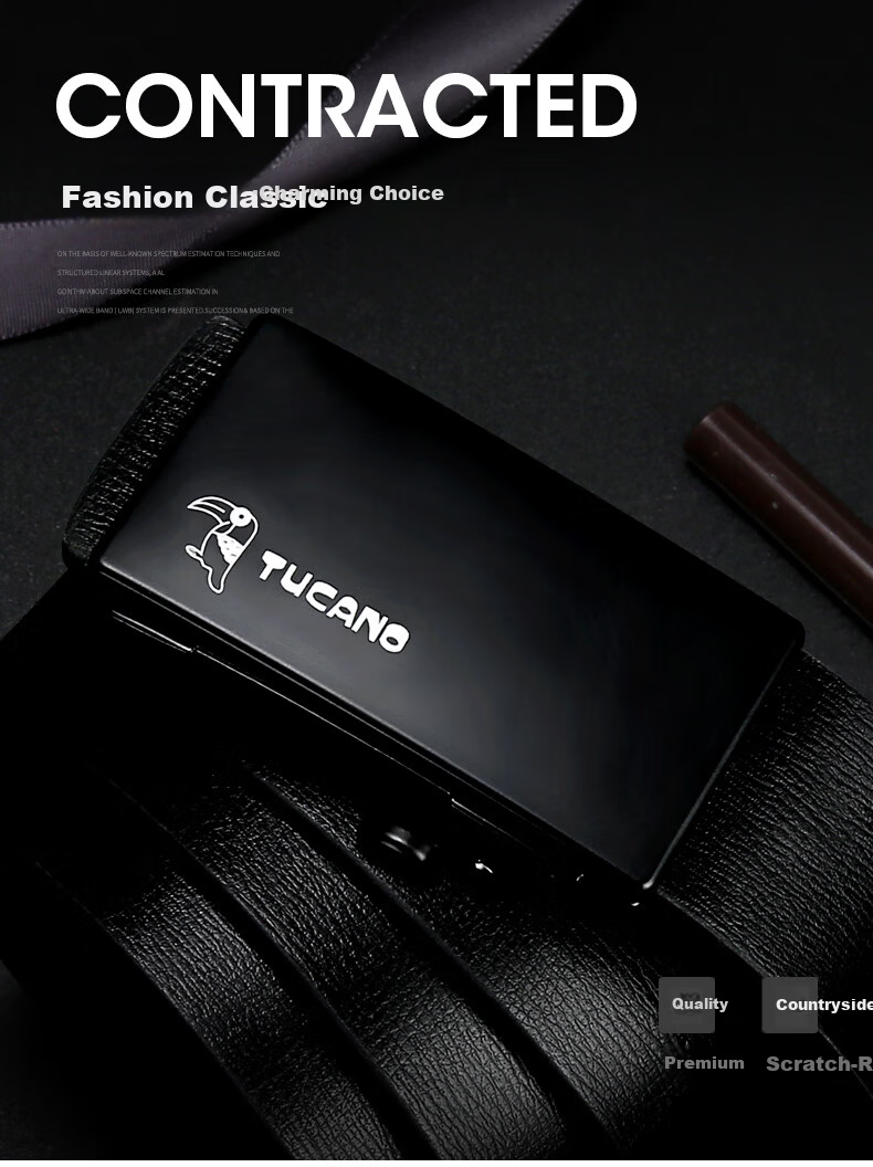 TUCANO Men's Leather Belt Fashion Cowhide Automatic Buckle Waist Belt Practical Birthday Gift for Dad Husband Father Boyfriend 1