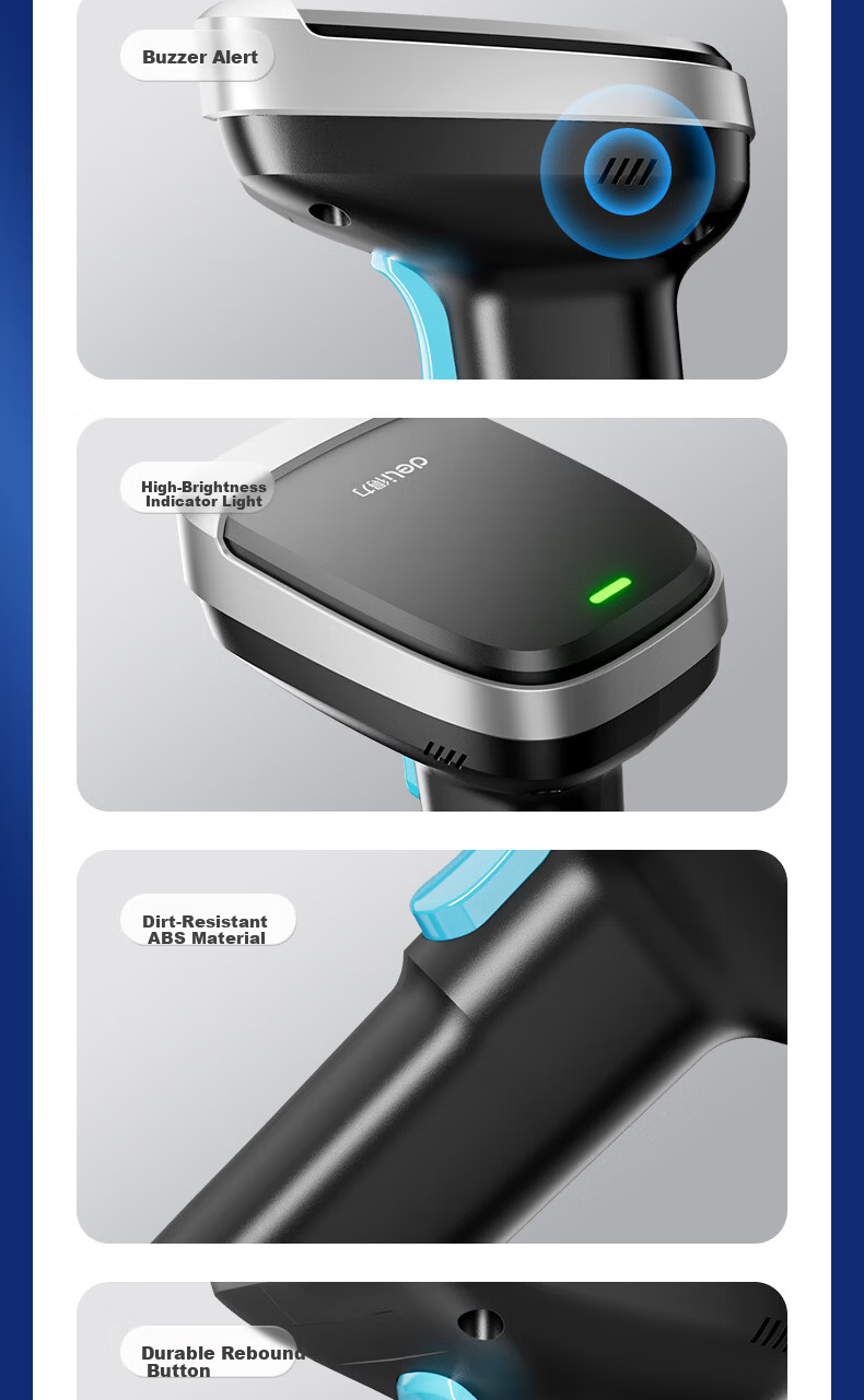 Deli Barcode Scanner, Wireless QR Code Scanning Gun, Pharmaceutical Traceability Barcode Scanner, QR Code Scanner for Supermarket Checkout, Medical Insurance Payment, Express Delivery And Logistics Inquiry, Spare Parts Warehouse, 14952W Gray 13
