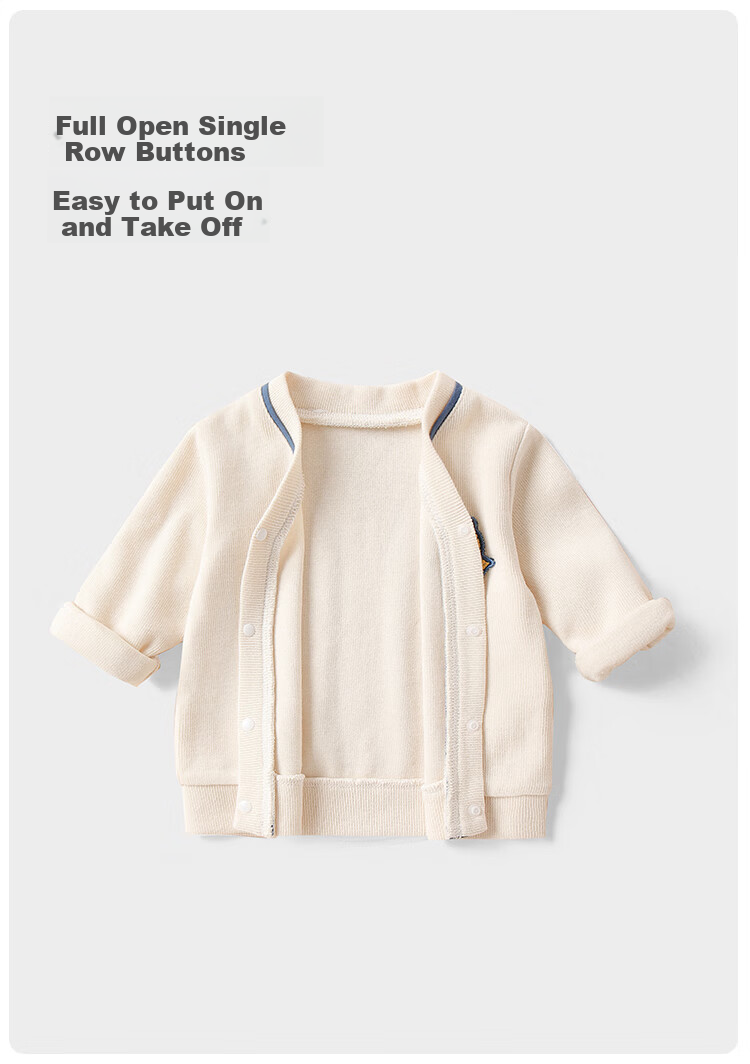 Yishuang'er Baby Jacket Spring Autumn Cotton Toddler Knit Cardigan Cute Trendy Navy Blue 110 3