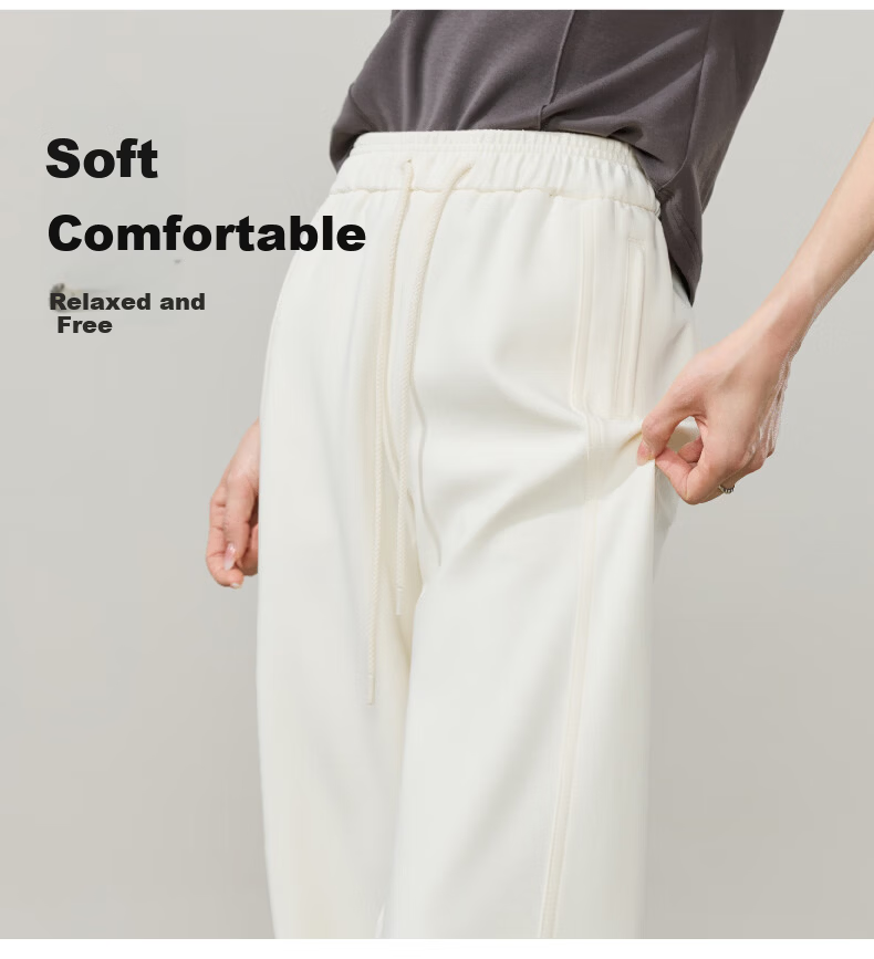 ESE-Y Women's Banana Pants Spring 2026 New Design Split Narrow Straight High-Waist Casual Sports Pants Black Size 32 7