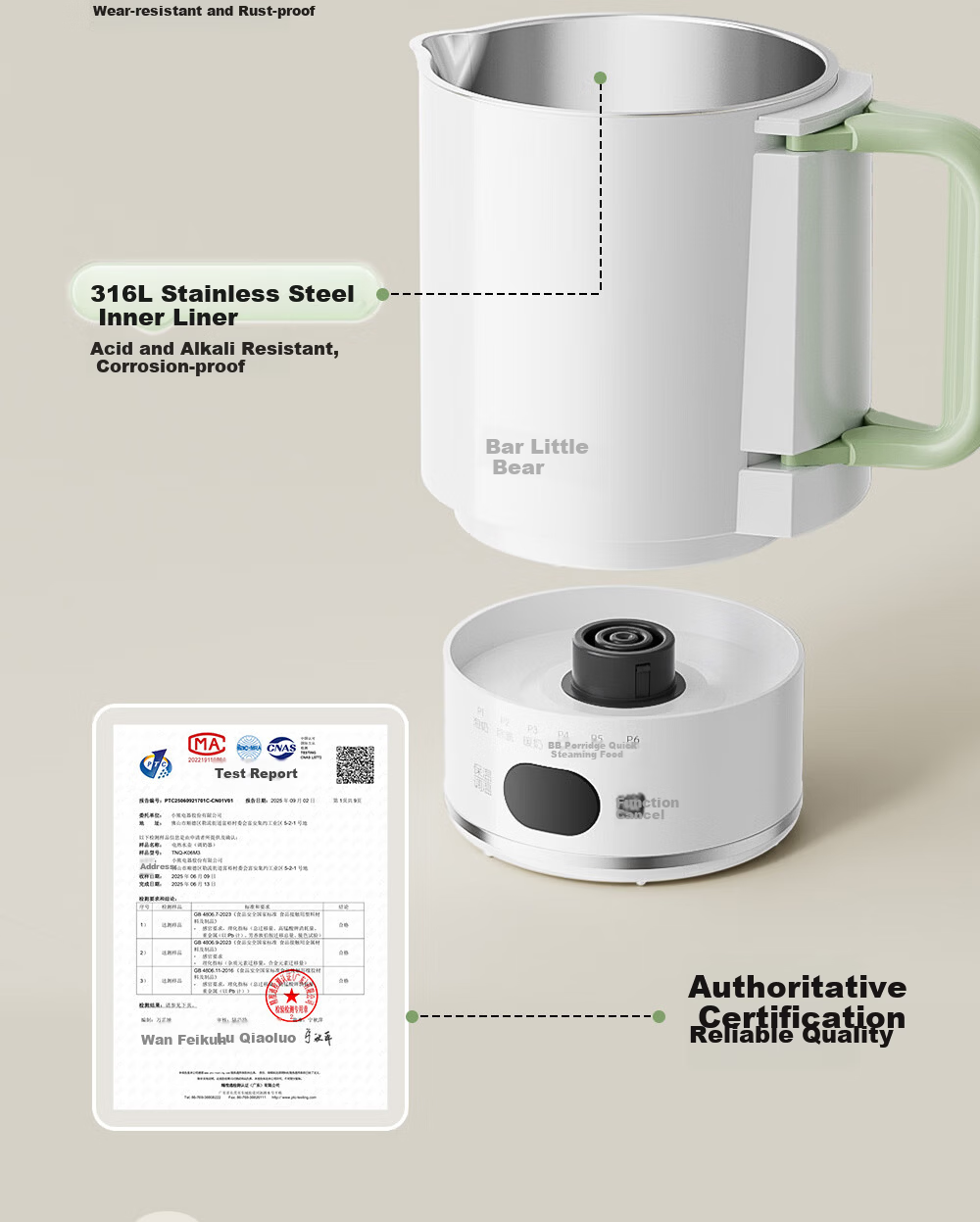 Bear Portable Thermos Cup Temperature Control Kettle Portable Electric Kettle Foldable Electric Kettle 0.6L 13