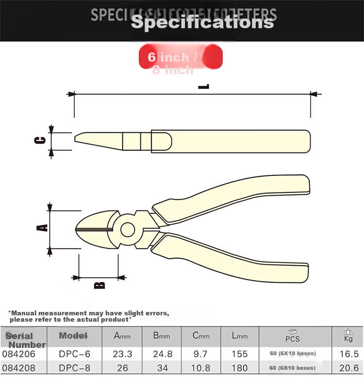 JETECH 8-Inch Diagonal Pliers Multi-Function Electrical Wire Cutter DPC-8 6