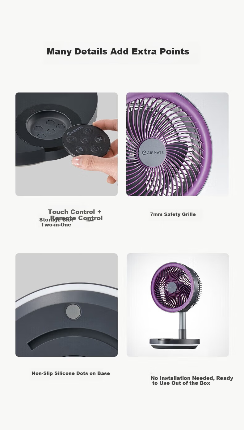 AIRMATE Air Circulation Fan Electric Fan for Home Use, Desktop Table Fan, Floor Fan, DC Inverter Storm Circulation Small Fan with Oscillating Head, Voice Control, Smart Large Air Volume Electric Fan SRD200 7