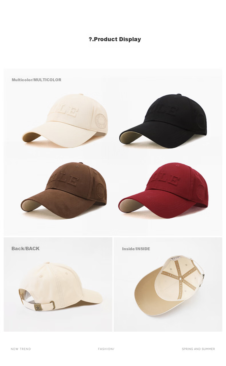 ELLE Baseball Cap for Women, All-Season Sun Protection Hat, Large Circumference High Crown Visibly Small Brim Cap for Men, Gift 19