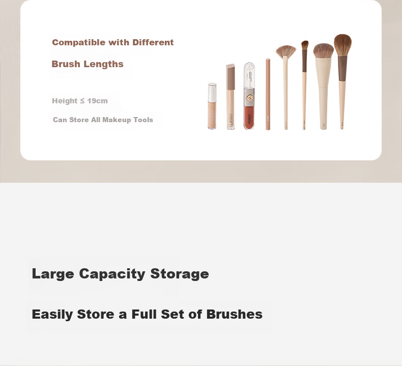 EACHY Makeup Brush Storage Cylinder with Press-Open Lid, Desktop Storage Box, Dustproof Covered Lipstick Organizer - Almond Pink 9