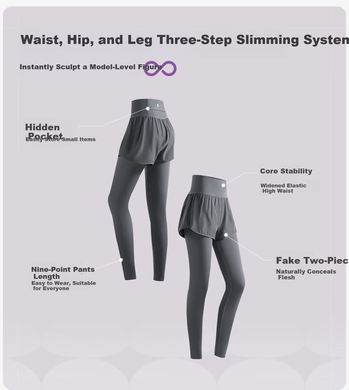 361° Women's High-Strength Fake Two-Piece High-Waist Tummy Control Sweat-Resistant Training Running Fitness Yoga Pants 4