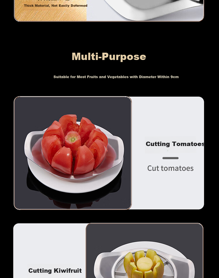 Baijie Stainless Steel Apple Cutter Orange Fruit Slicer Watermelon Divider Core Remover 9