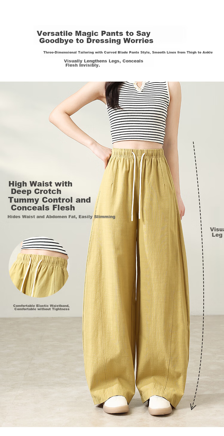 Free Style Wide-Leg Pants for Women Summer Thin High Waist Slim Loose Draped Straight-Leg Tencel Casual Curved Pants 2026 New Arrival 6