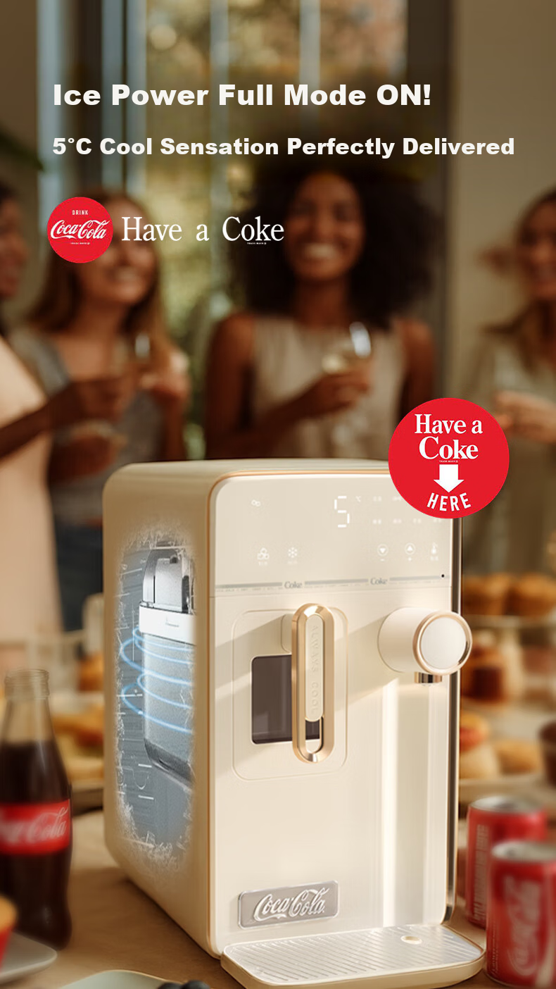 Coca-Cola Instant Ice Maker and Water Dispenser All-in-One Home Small Refrigeration and Heating Bullet Ice Machine Multi-Functional Direct Drinking Ice Water Dispenser Red 12