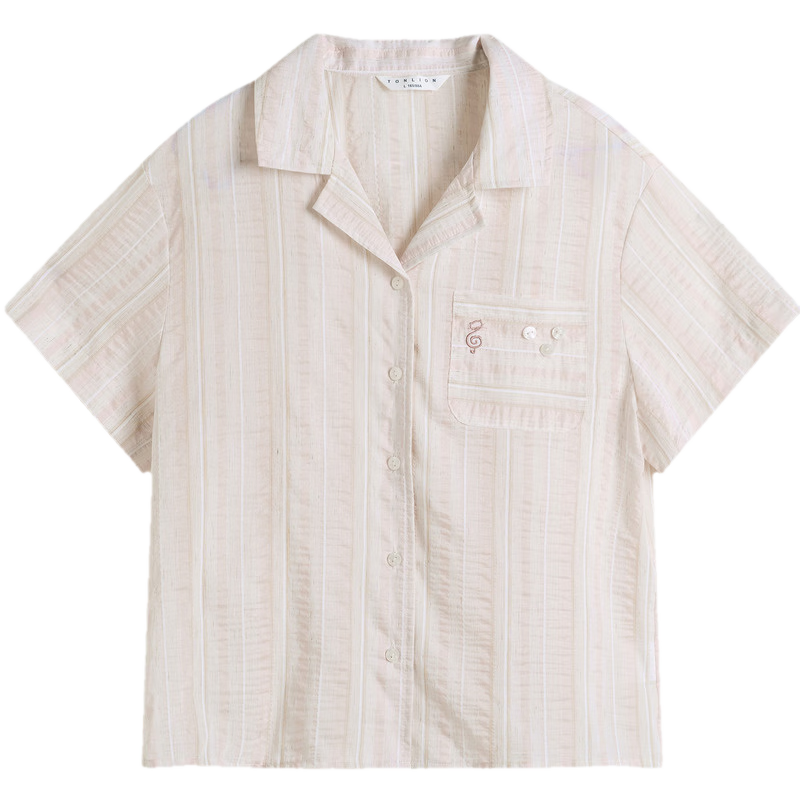 TonLion 2026 Summer Women's Short Sleeve Striped Commuter Sweet Shirt