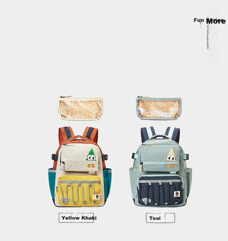 SHUKIKU Fun Look Children's Ergonomic Backpack Primary School Ultra-Lightweight Load-Reducing Double Shoulder Bag Gift Box Blue-Green M 13
