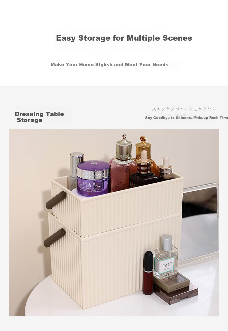 LIKUAI Japanese Imported Desktop Storage Box High-Value Multifunctional Household Organizer Pink M 13