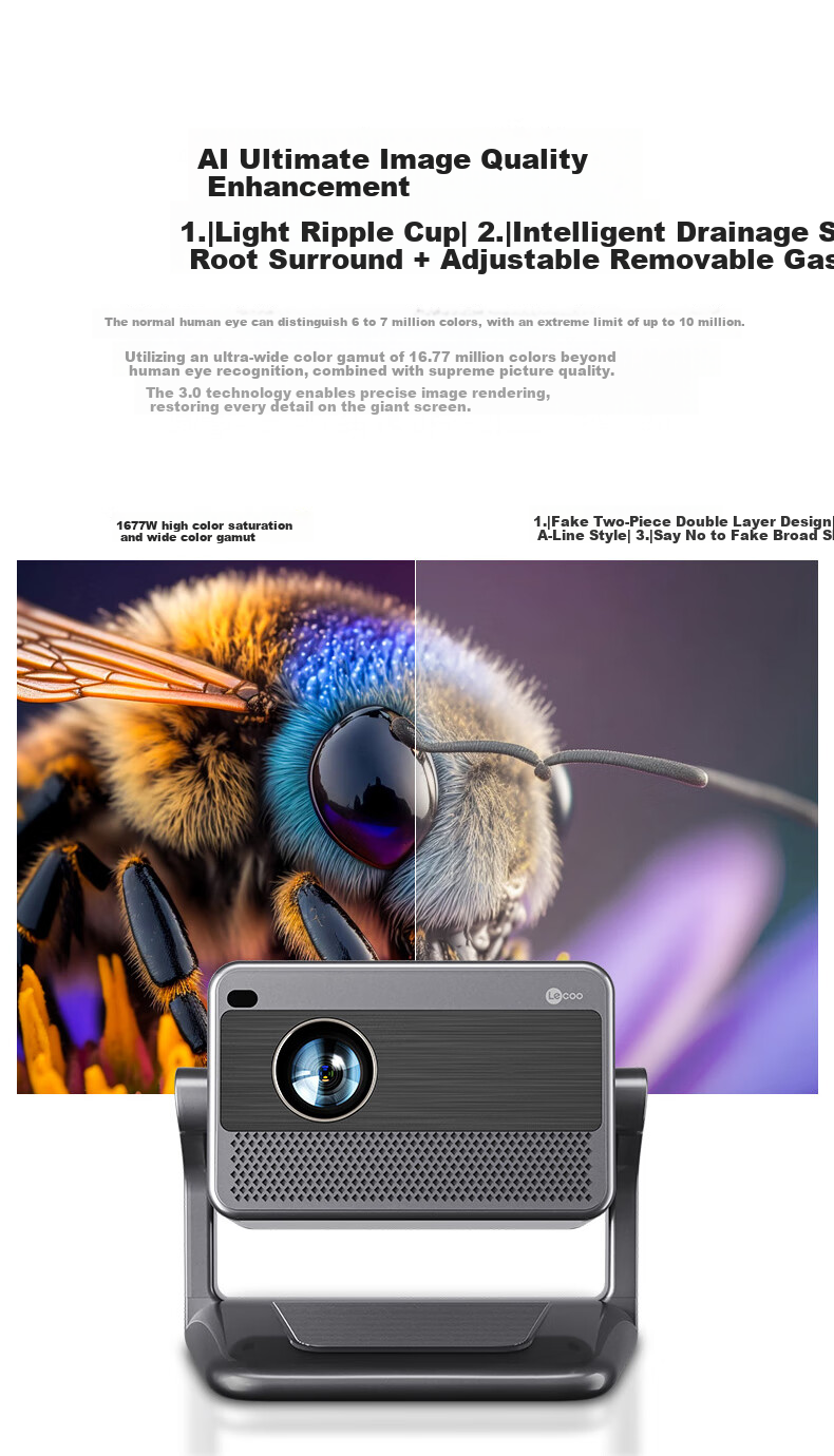 Lecoo Lenovo LK215 Smart Cloud Home Projector Intelligent Projector Bedroom Mobile Phone Projection TV (New Flagship Chip AI Voice Control Home Theater) 8
