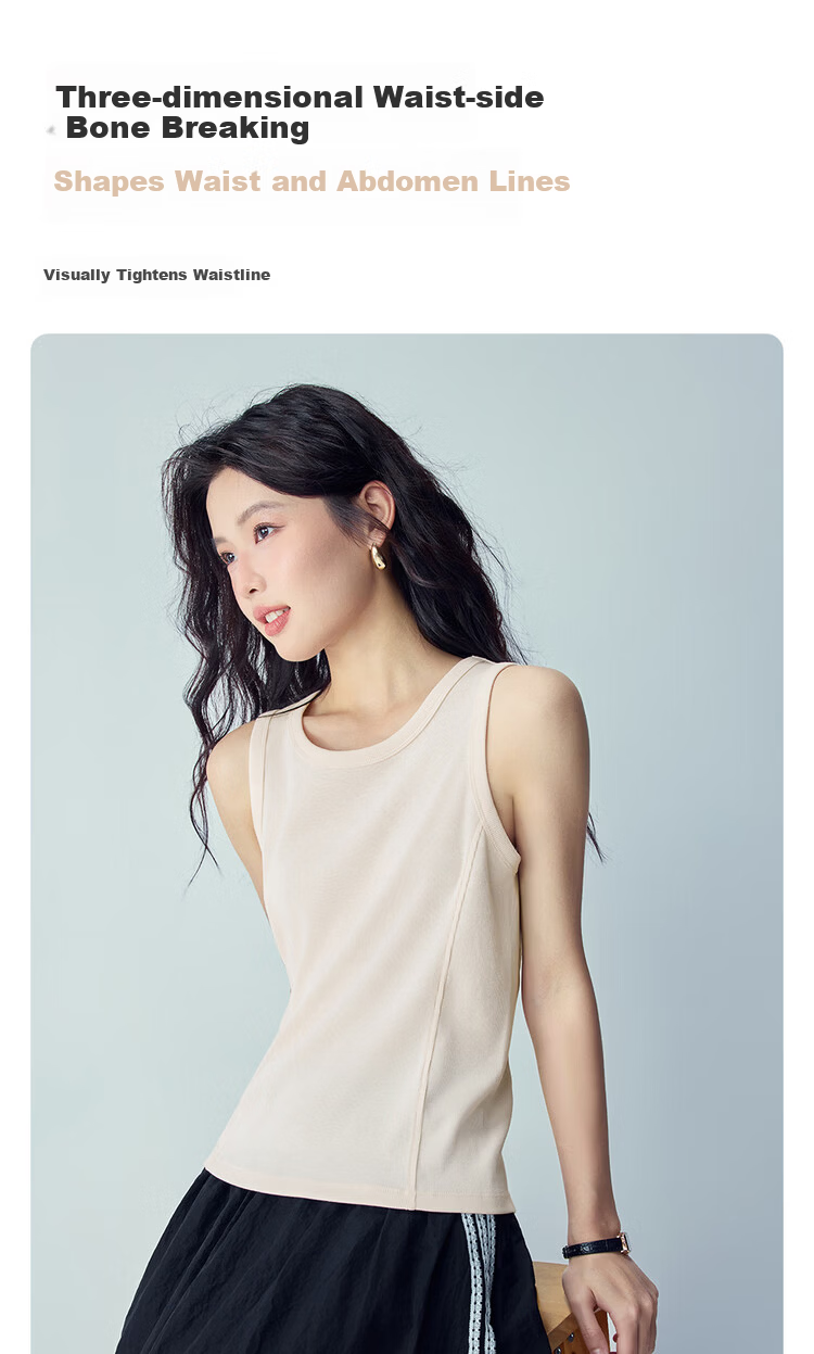 Giordano Women's Sleeveless T-Shirt New Solid Color Ribbed Knit Slim Fit Round Neck Tank Top 13326225 6