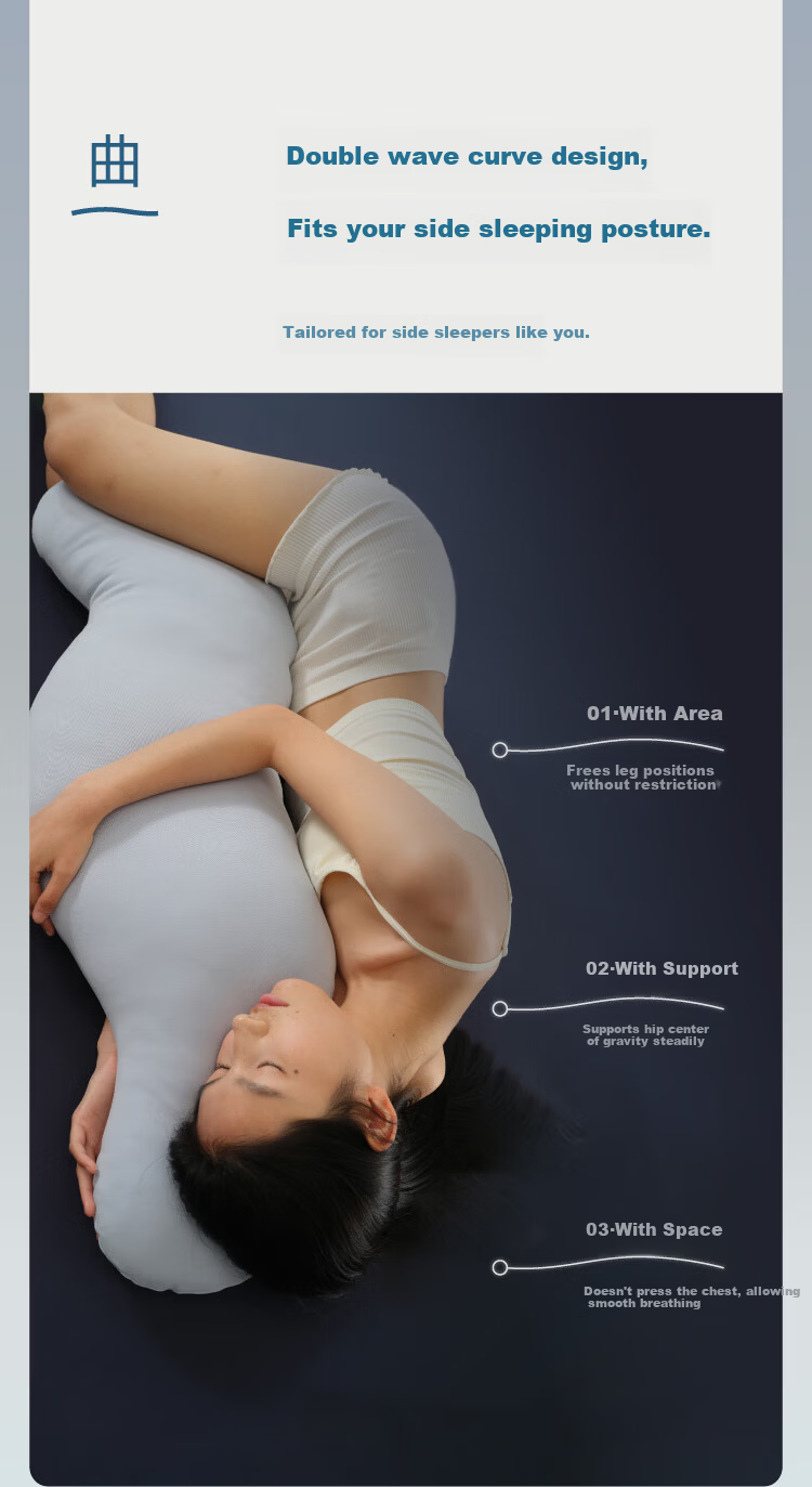 Atour Planet Deep Sleep Pregnancy Pillow Side Sleeping Leg Hugging Long Body Pillow Bed Headrest Backrest Prone Sleeping Pillow Waist Support for Men and Women 3