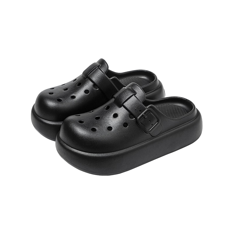 Puxi Women's Thick-Soled Clog Outdoor Summer Height-Increasing EVA Slip-Resistant Sandals Black Size 35-36