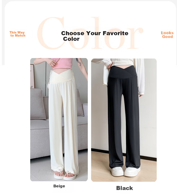 JOYNCLEON Maternity Pants Summer Low Waist Straight Leg Wide Leg Maternity Wear Black L Jyk176498 5