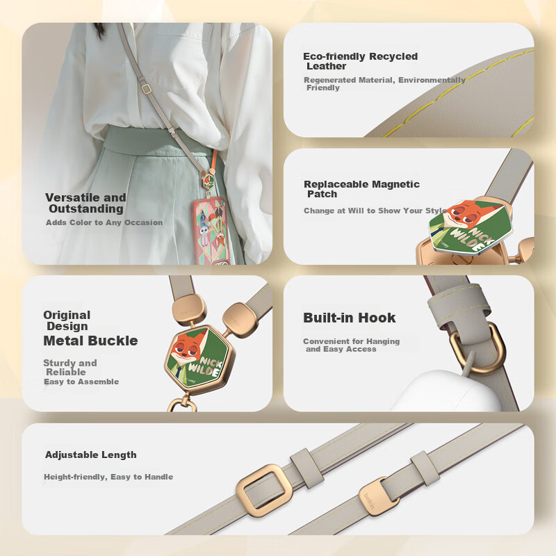 BELKIN Premium Leather Phone Lanyard Zootopia Edition Anti-Lost Neck and Crossbody Strap with Phone Pad