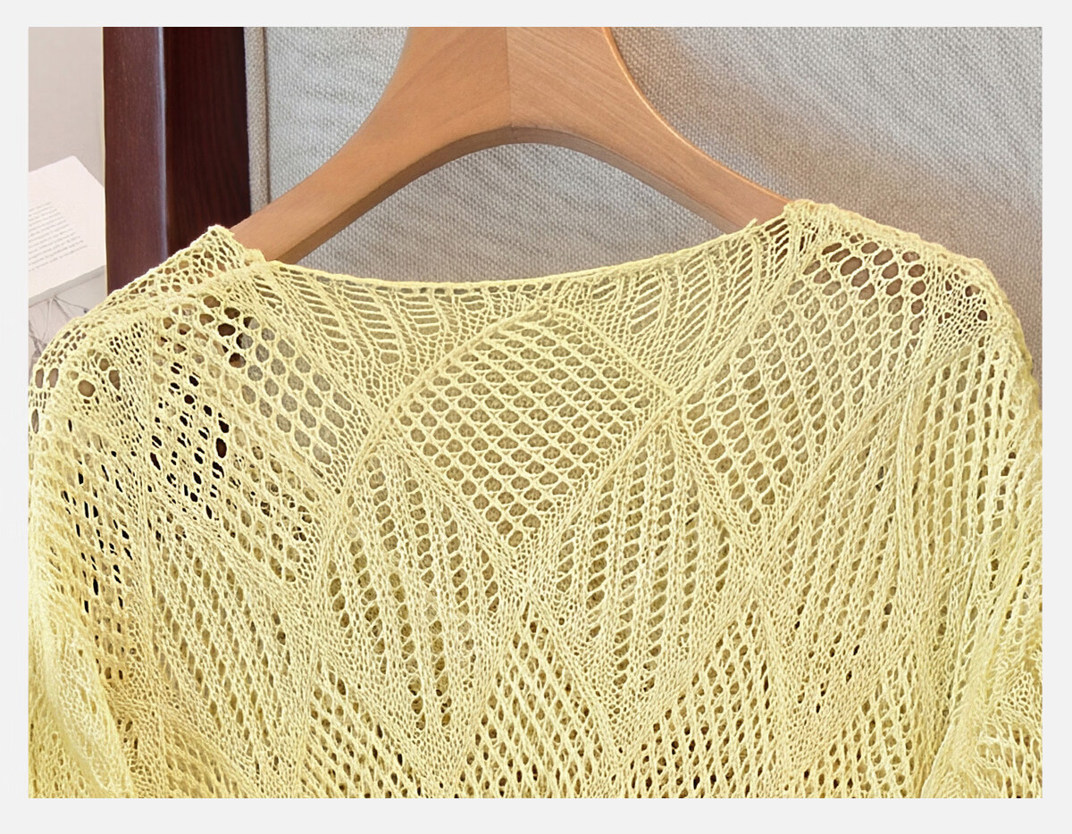 Cypress V-Neck Knit Sweater 2026 Spring New Women's Literary Style Pullover Hollow Out Three-Quarter Sleeve Top 21