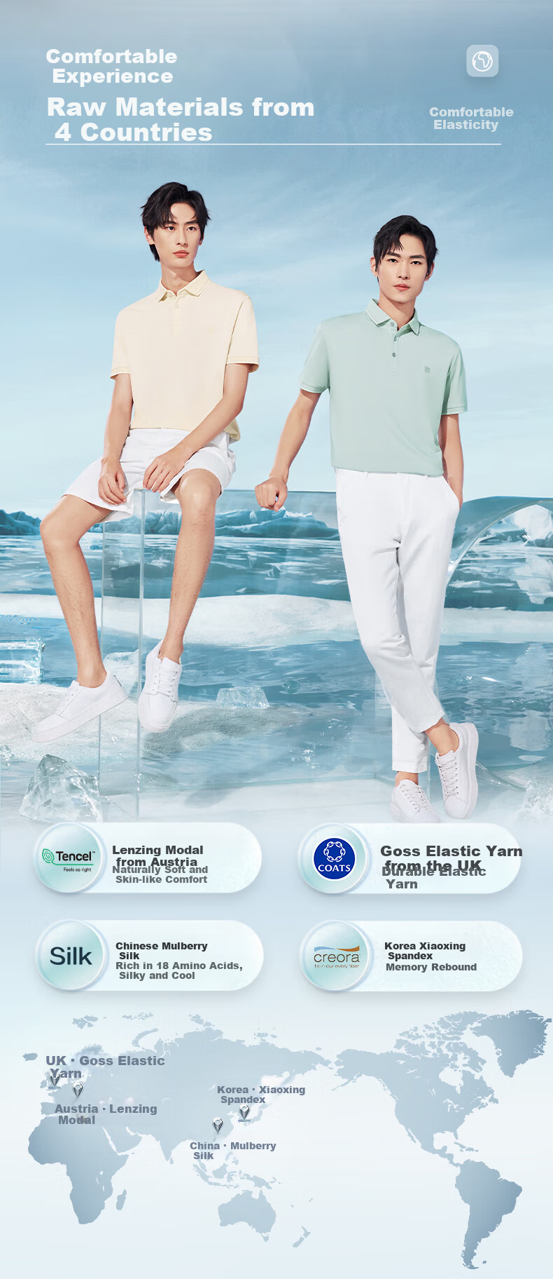 Hodo [Modal Silk] Short-Sleeve Ice Silk Antibacterial Cool-Feeling Polo Shirt, Men's Comfortable Elastic Collar T-Shirt 4
