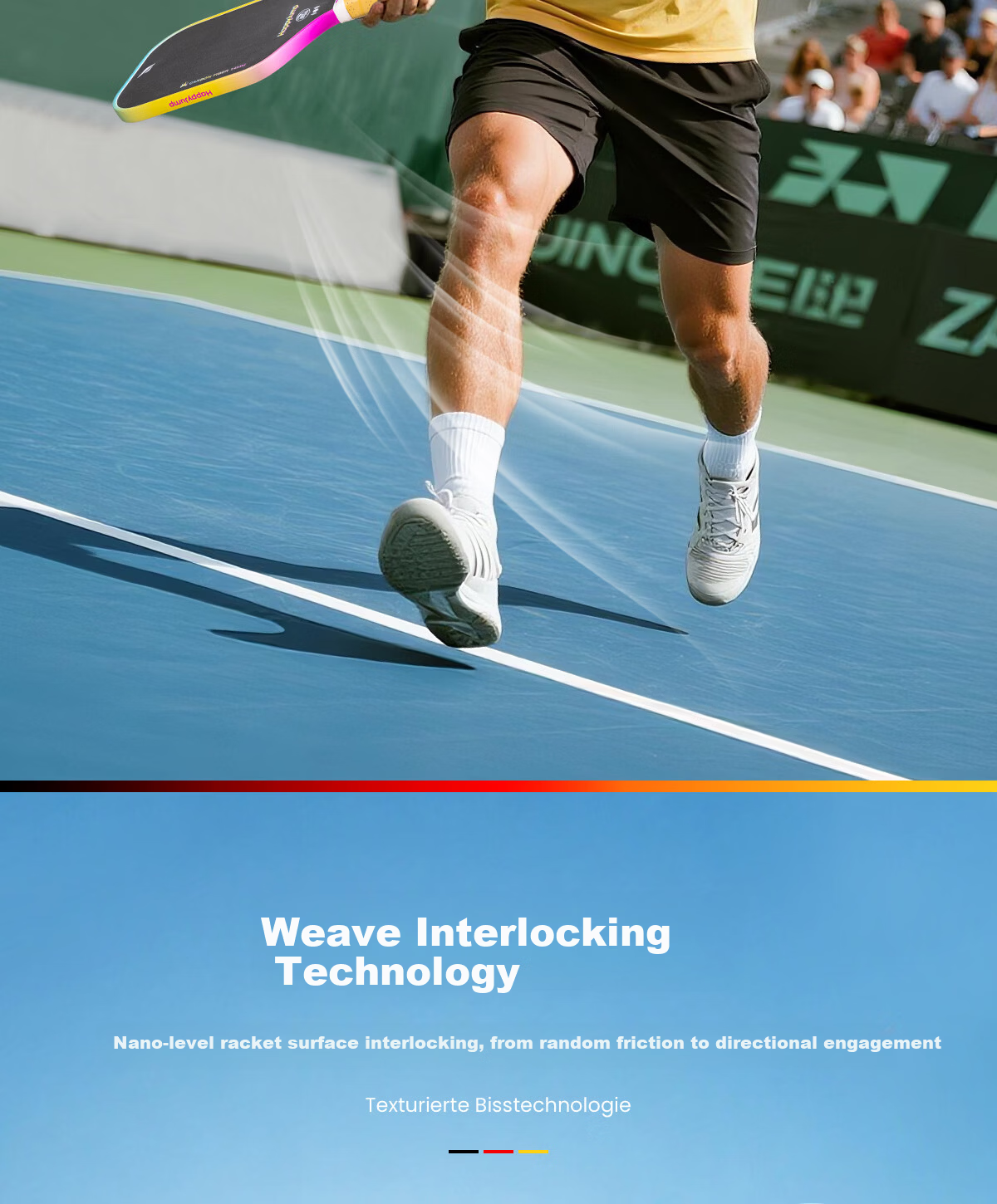 HiJump (Germany) Pickleball Paddle Tournament-Grade Long Handle Textured Matte Carbon Fiber T700 USAPA Certified 9