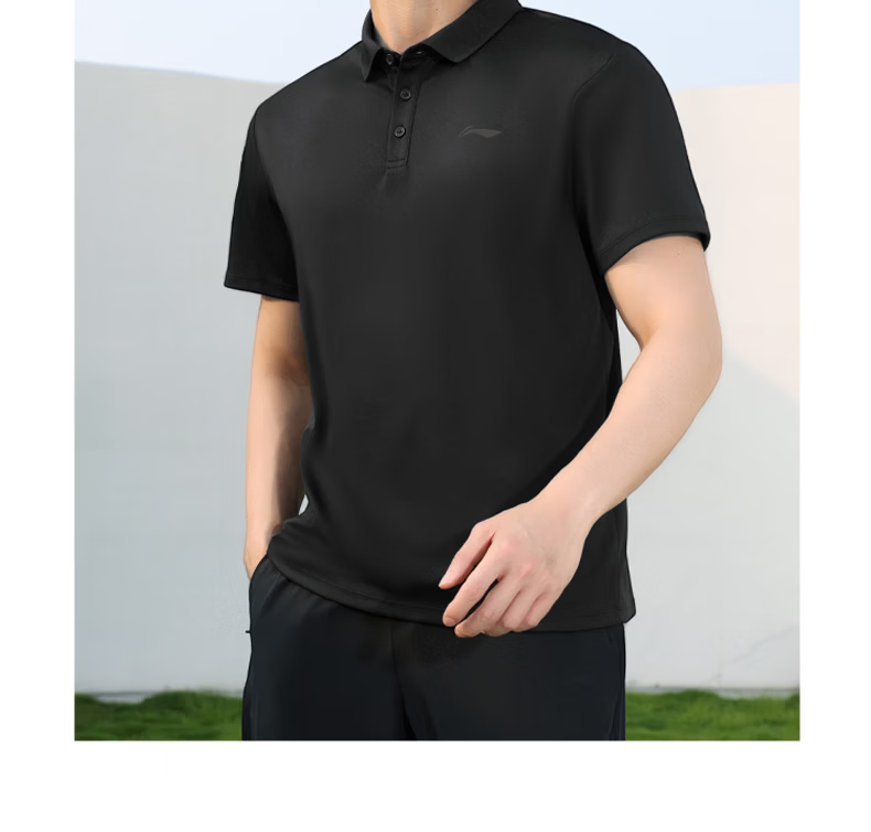 LI-NING Quick-Dry Polo Shirt Short Sleeve Men 2026 Summer New Ice Silk Breathable Men's T-Shirt High-End Casual Wear 12
