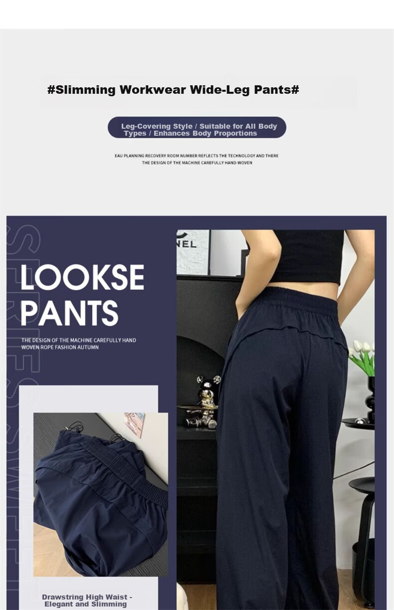 Langsha Women's American Style Quick-Dry Work Pants Summer 2026 New Loose Straight High Waist Slim Casual Sports Pants 3