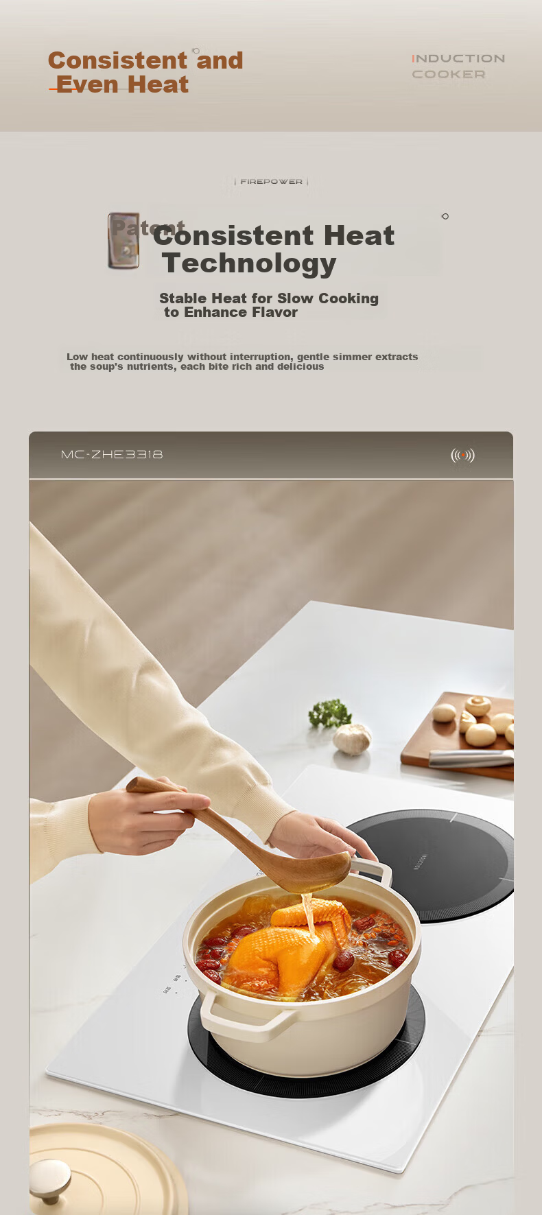 Midea Induction Cooker Double Burner Built-in High Power 3300W Multifunctional Electric Stove ZHE3317 8