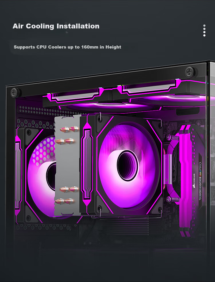 Ziyi Desktop Seaview Computer Case White No A-Pillar (Top 360mm Water Cooling/M-ATX Motherboard/9 Fan Slots/Long GPU) 6