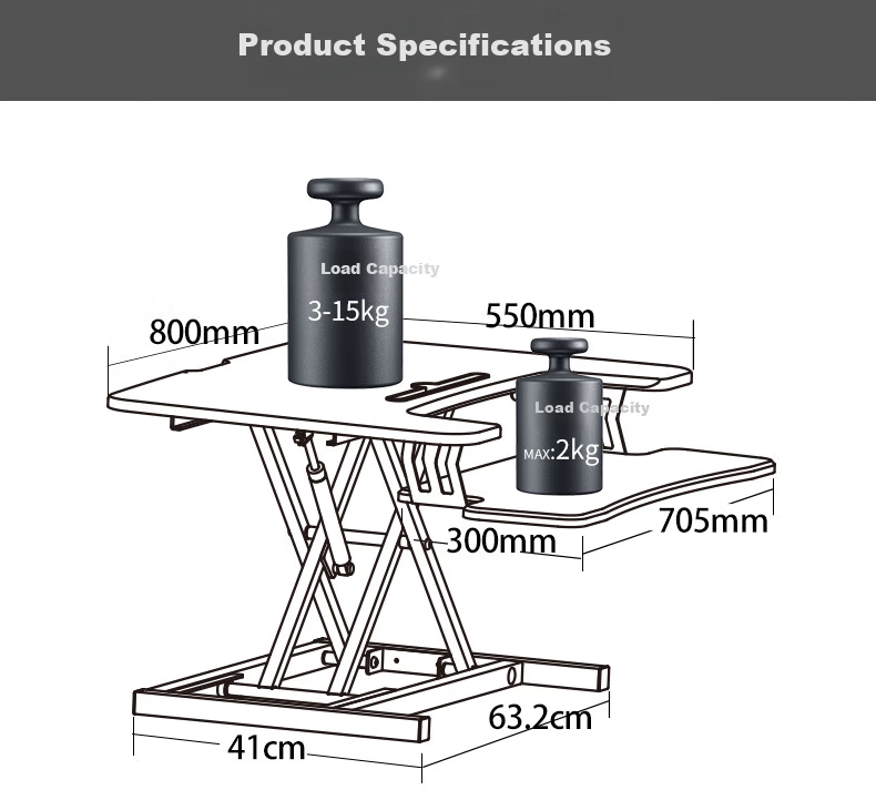 ECOLUS Height Adjustable Desk, Computer Desk, Standing Desk with Lift Support, Dual-Layer Workstation for Standing Office Use, LST05BK 21