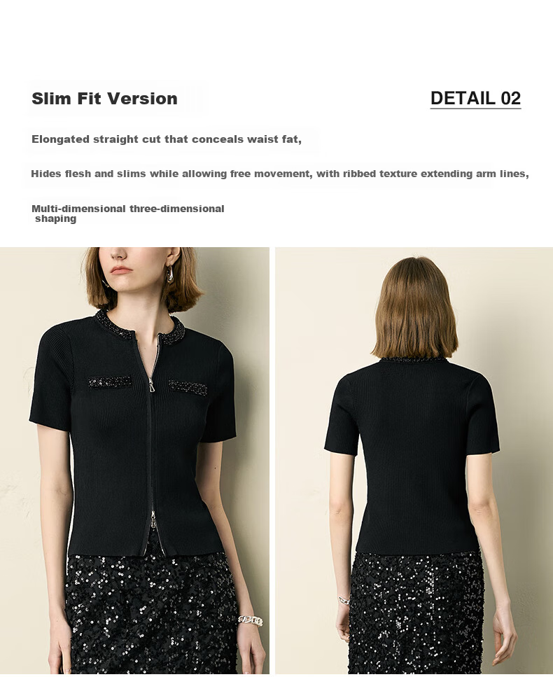YANYEE Women's Short Sleeve Knitted Cardigan Summer 2025 Thin Slim Fit Commuter Elegant Small Jacket Top Black L 5