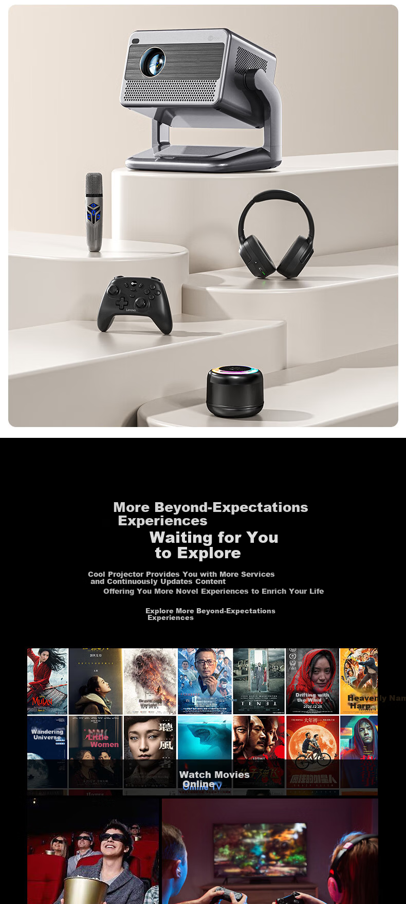 Lecoo Lenovo LK215 Smart Cloud Home Projector Intelligent Projector Bedroom Mobile Phone Projection TV (New Flagship Chip AI Voice Control Home Theater) 22