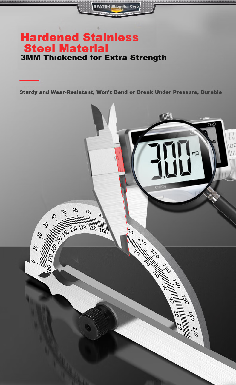 SYNTEK High Precision Angle Ruler Industrial Stainless Steel Multifunctional Adjustable Carpenter Square 80x120mm 2