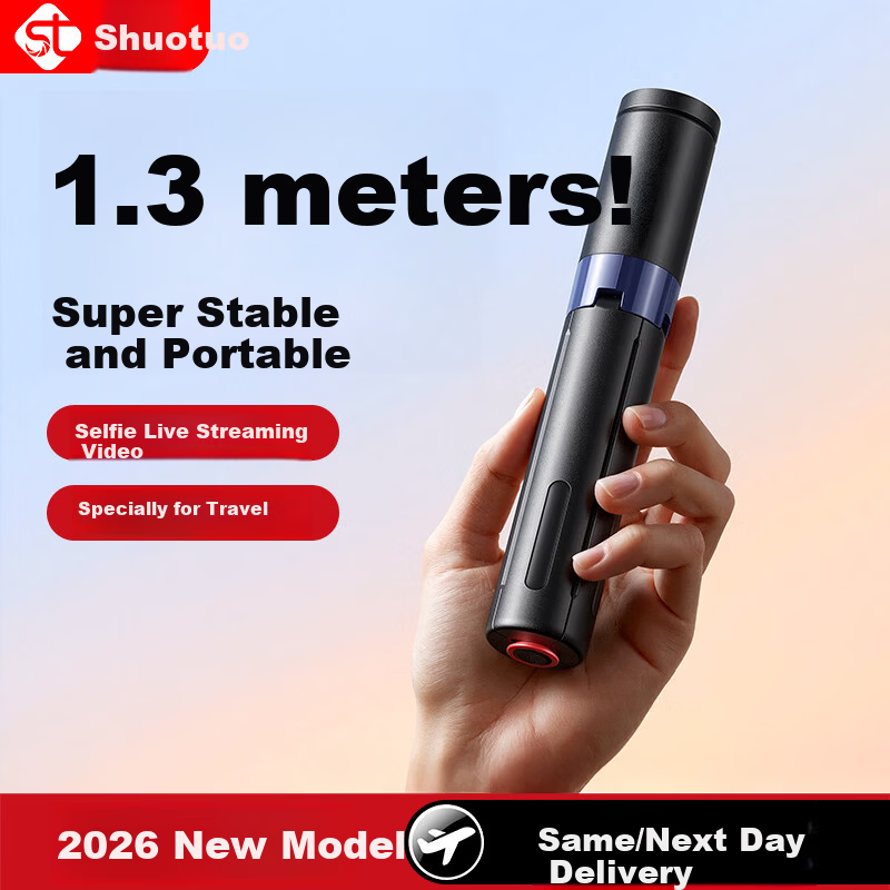 Shuotuo [Hot Sale 500K+ Units] Mobile Phone Selfie Stick Tripod Travel Compact Portable Mini Phone Holder Floor-Standing Hidden Integrated Travel Selfie Tool