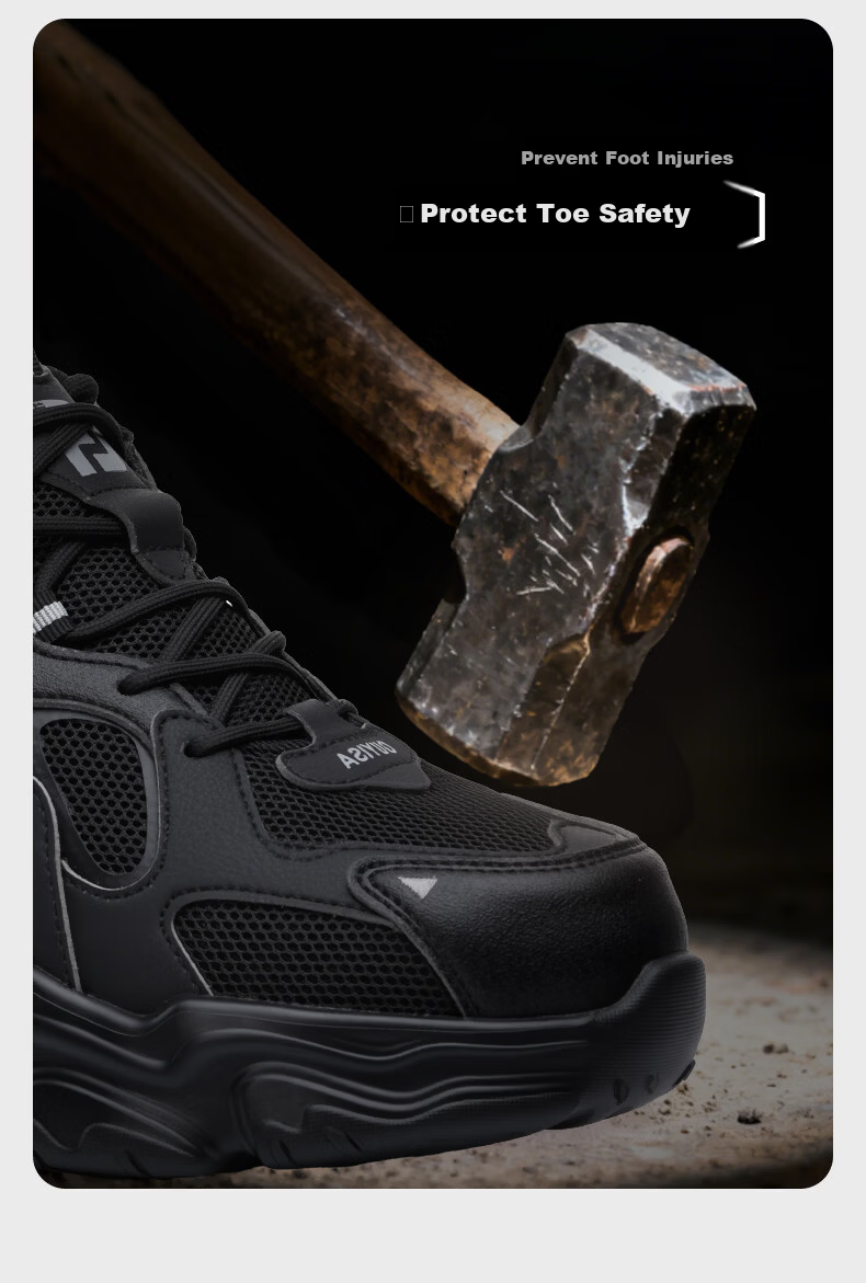 Junbu Safety Shoes Unisex Anti-Smash Anti-Puncture Steel Toe Ultra-Light Breathable Comfortable Work Shoes 6009 Size 41 6