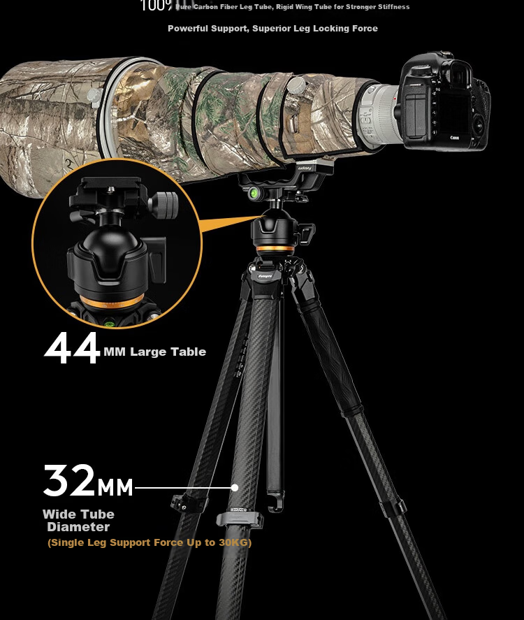 Fotopro Origin Portable Pure Carbon Fiber Asymmetric Design Panoramic Tripod Head for Digital Camera Mirrorless Photography Black 7