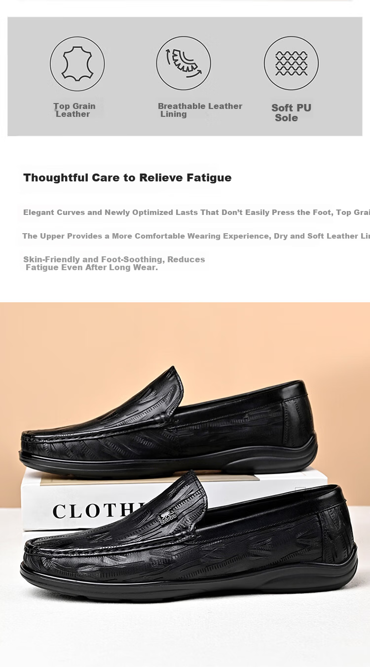 SPIDER KING Loafers Spring Autumn Men's Shoes Cowhide Comfortable Slip-On Moccasins Men's Business Leather Shoes Black 39 4