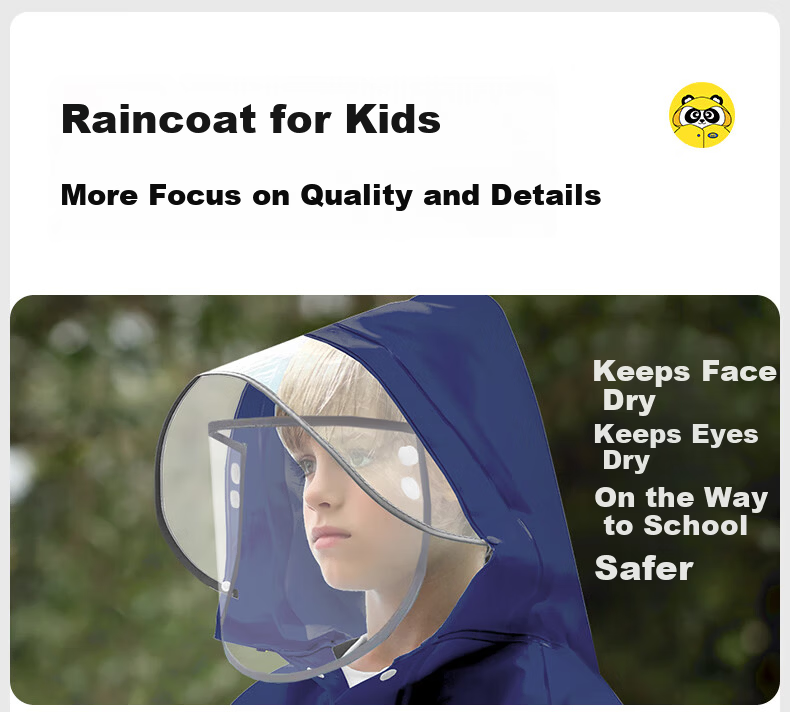 Moremerry Children's Raincoat for Boys And Girls, Full-Body Waterproof Poncho for Primary And Secondary School Students, Navy Blue Mecha Design, Size 4XL 18