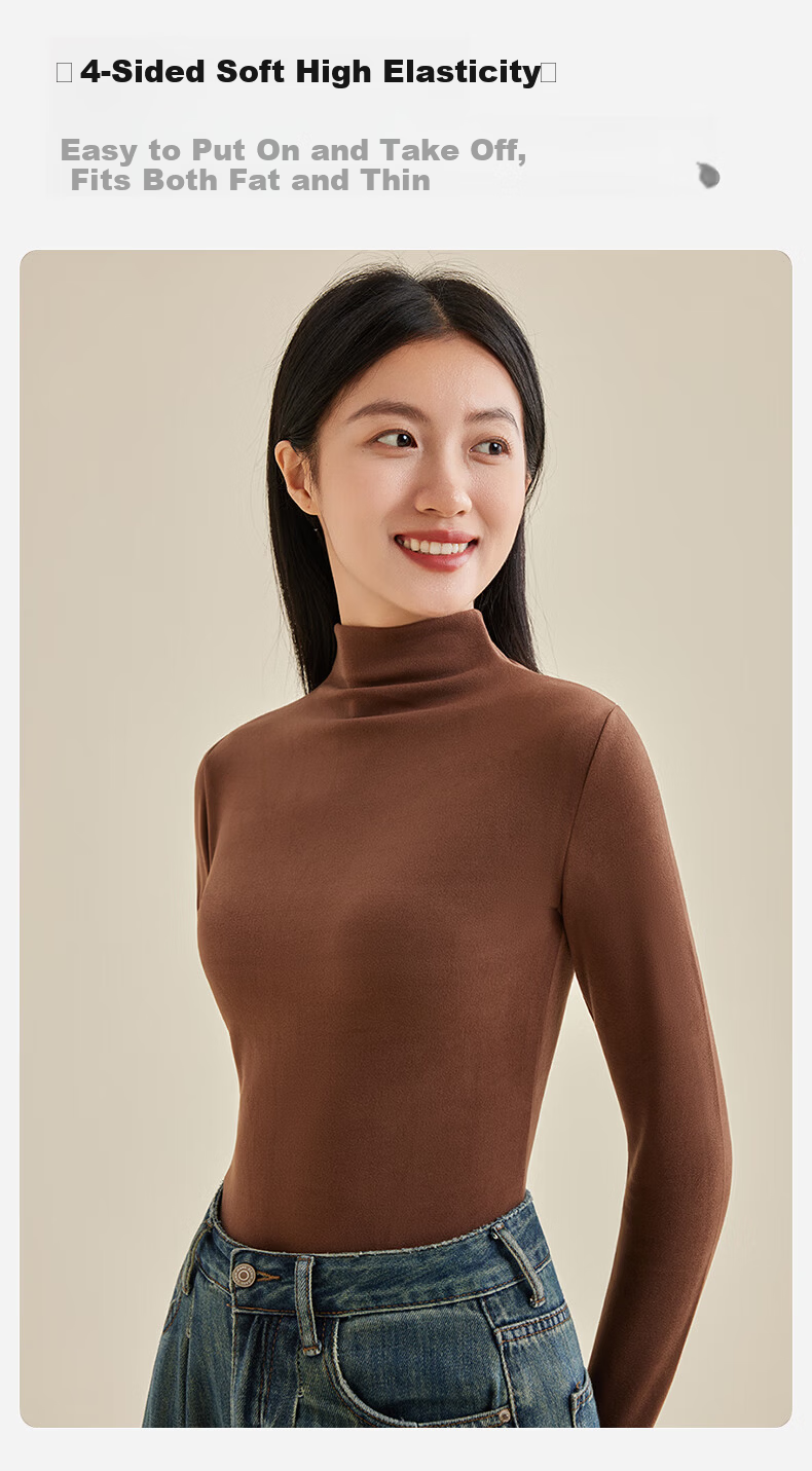 Borui Camellia Oil Moisturizing Boat Neck Base Shirt 10A Antibacterial Mite-Resistant Women's Thermal High Elastic Soft Slim Fit Top 16