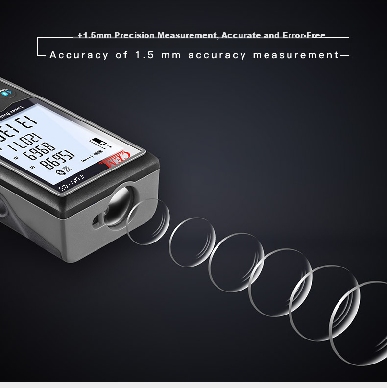 CEM LDM-40C Laser Distance Meter High-Precision Infrared Measuring Device Electronic Ruler Voice Playback USB Rechargeable 40m 5