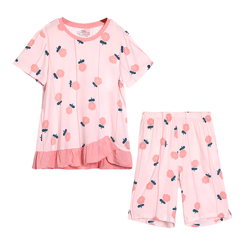 Hodohome Girls' Summer Modal Pullover Short Sleeve Lightweight Breathable Pajama Set (Store Same Style)