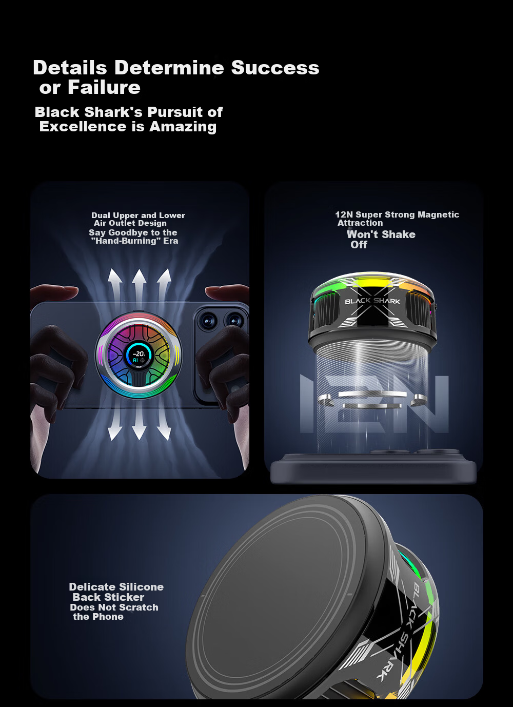 Black Shark 6 Max Tablet Phone Cooler Mortal Cultivation Edition Semiconductor Cooling for Gaming Compatible with iPad Apple Huawei Xiaomi Red Magic OnePlus 26