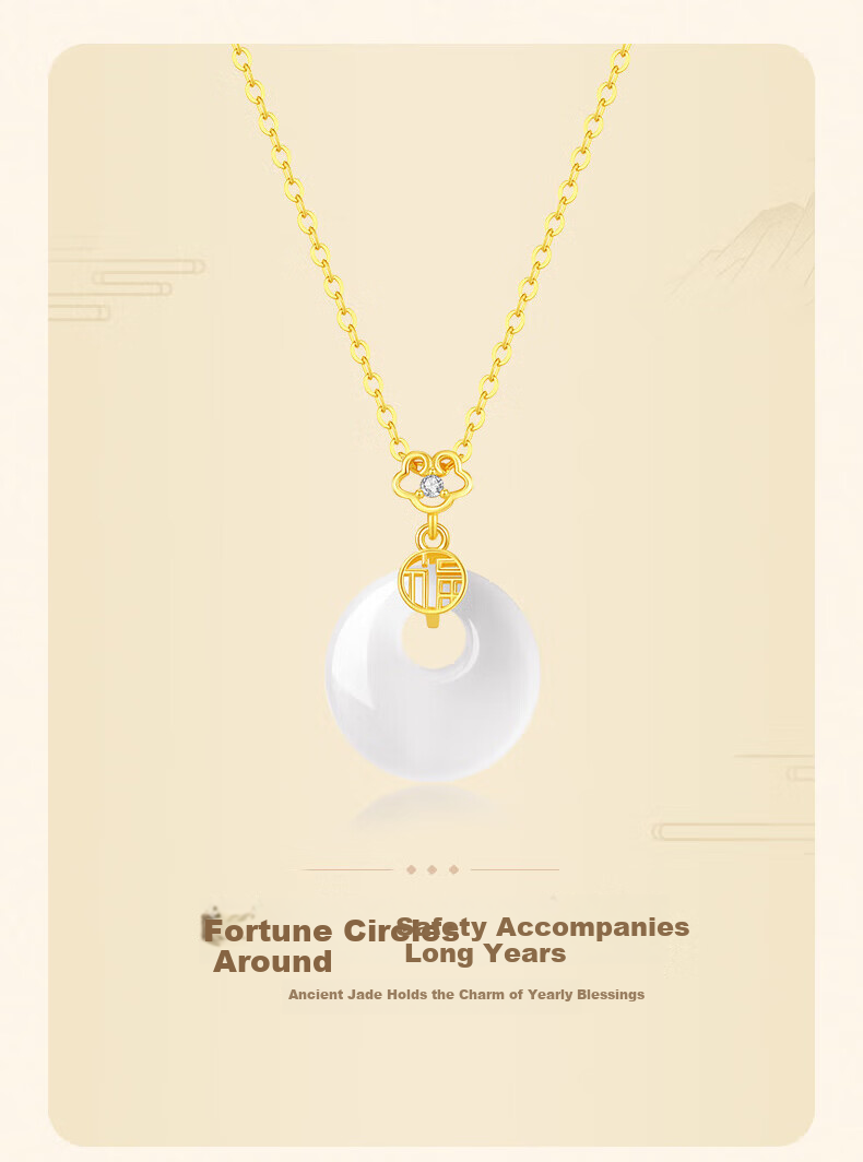 Chinese Jewelry Fu Character Peace Buckle Silver Necklace for Women Chalcedony High-End Pendant Mother's Day Birthday Gift for Girlfriend and Mom 4