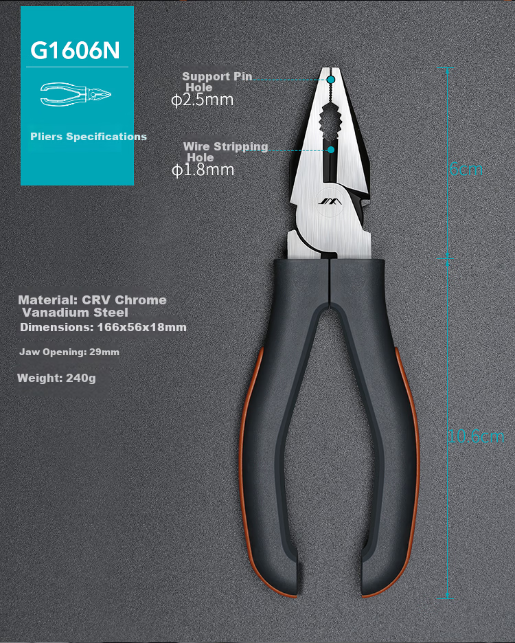 Jimmy Home 6-Inch Tiger Pliers Steel Wire Multi-Function Industrial Grade Effort-Saving Cutting Pliers Tool JM-G1606N 8