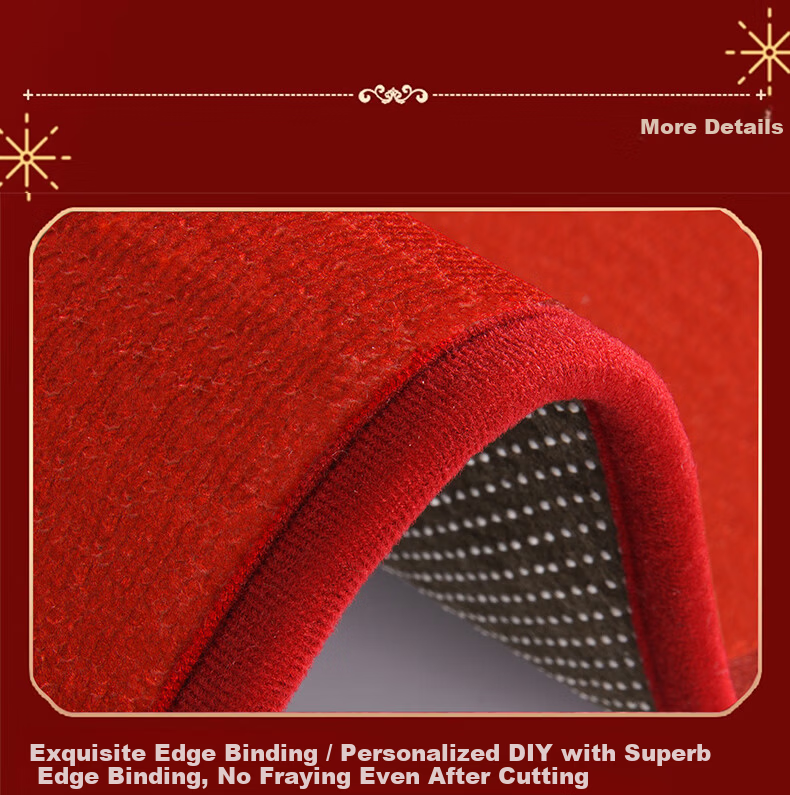 Qiqi Home Entrance Door Mat Non-Slip Festive Red Hallway Carpet 60x90cm 9